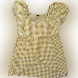 Old Navy Yellow and White Flutter Sleeve Dress